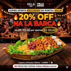 La Barca com 20%OFF para usar no Villa Bar de Segunda e Sábado